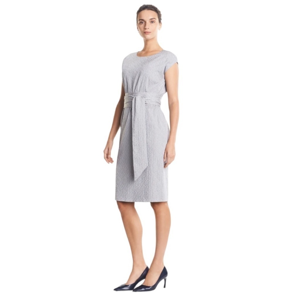 MM LaFleur Nanette Dress Vine Jacquard Light Gray Size S
